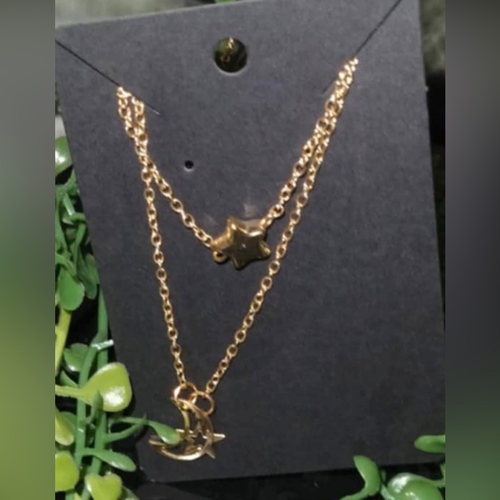 Gold Star and Moon Necklace